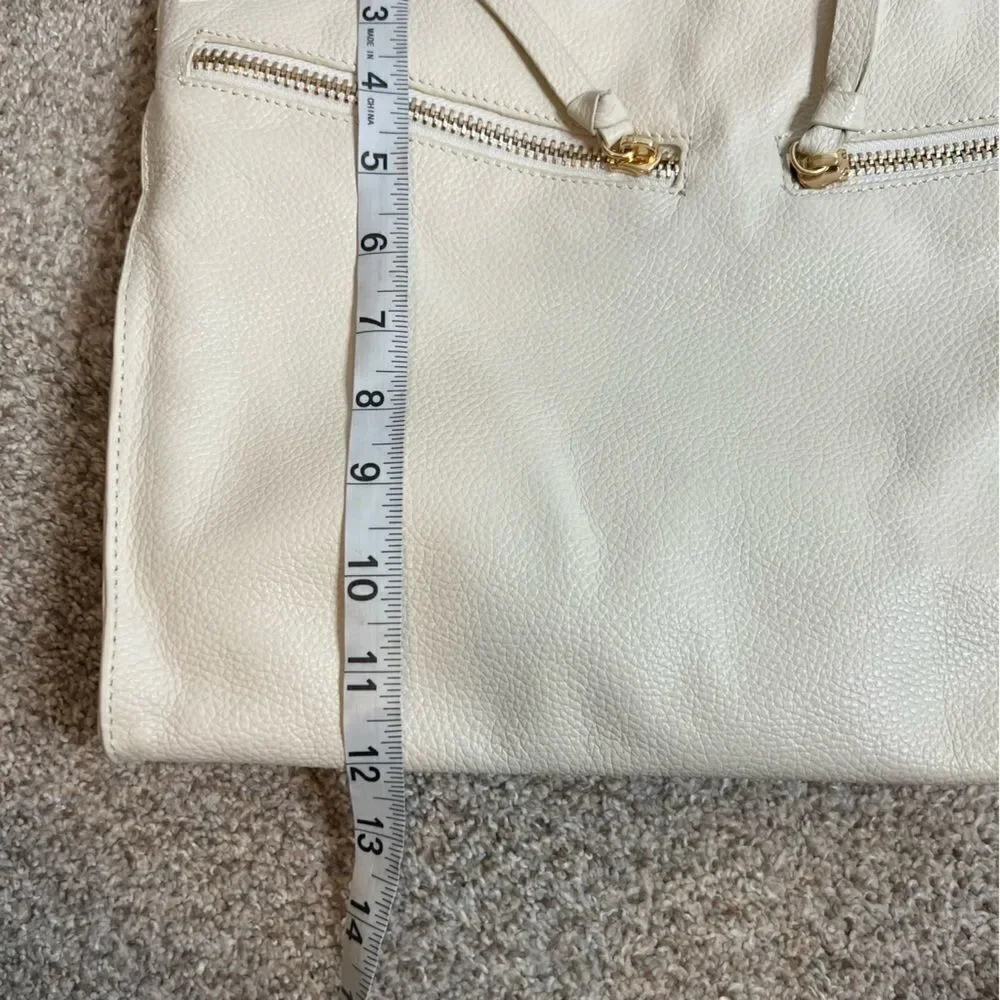 Tote Le Monde Ivory Pebbled Leather Slouchy Hobo Shoulder Bag Quiet Luxury Chic